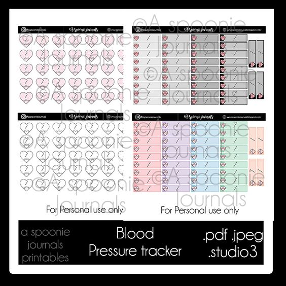 Blood Pressure Tracker Printable Stickers A Spoonie Journals
